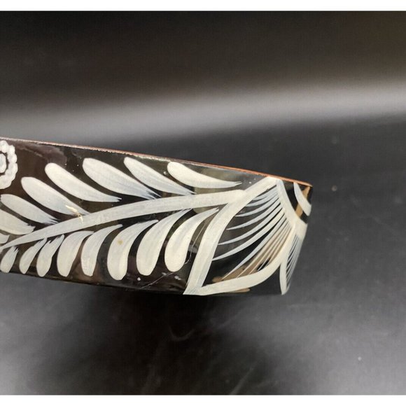 Hand Painted Puerto Vallarta Floral Mexican Folk Art Wooden 3 Section Nut Bowl - Picture 10 of 12